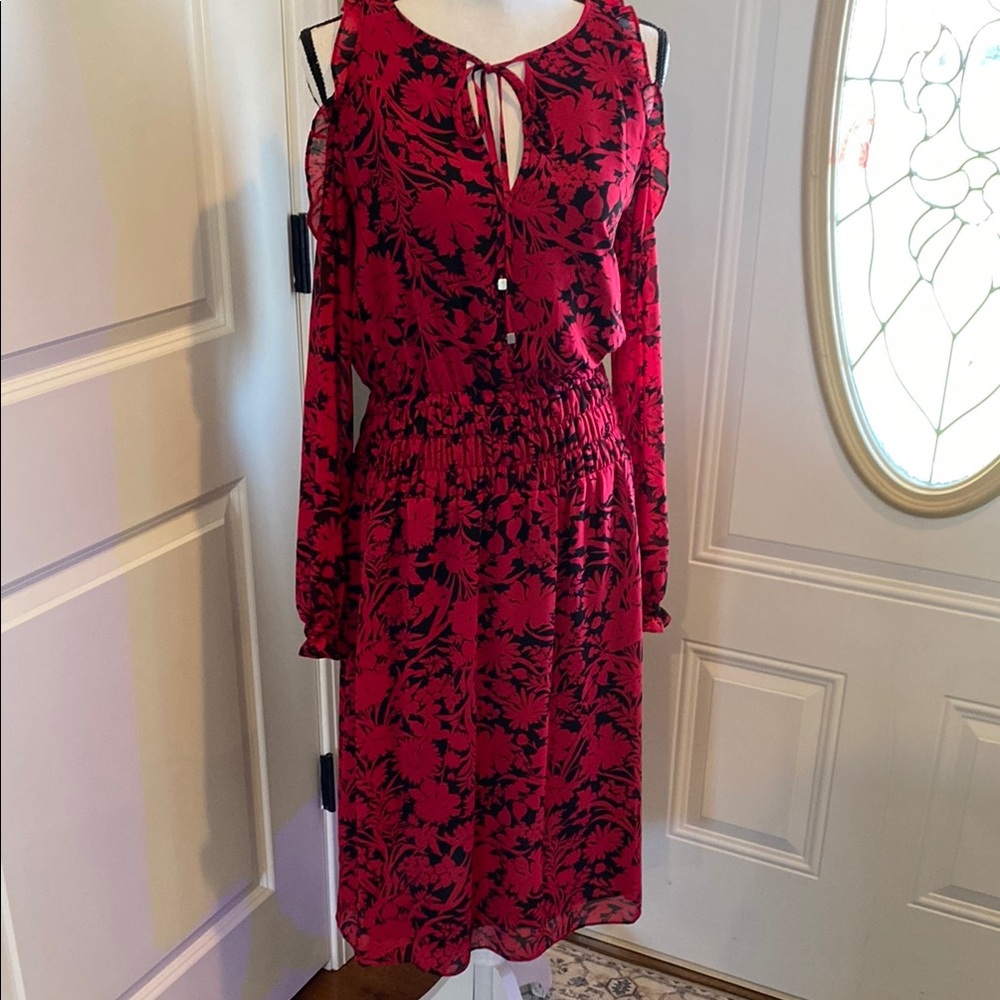 Michael Kors M Elegant Red Floral Women's Dress